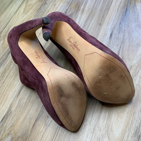 SAM EDELMAN Purple Suede Ankle Booties "Keaton" Hidden Platform Heels Size 7.5 - Picture 9 of 11